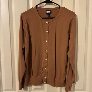 Lands' End Tan Knit Sweater Cardigan
